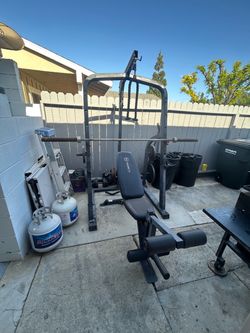 Marcy Home Gym with Weight Bench and Barbell