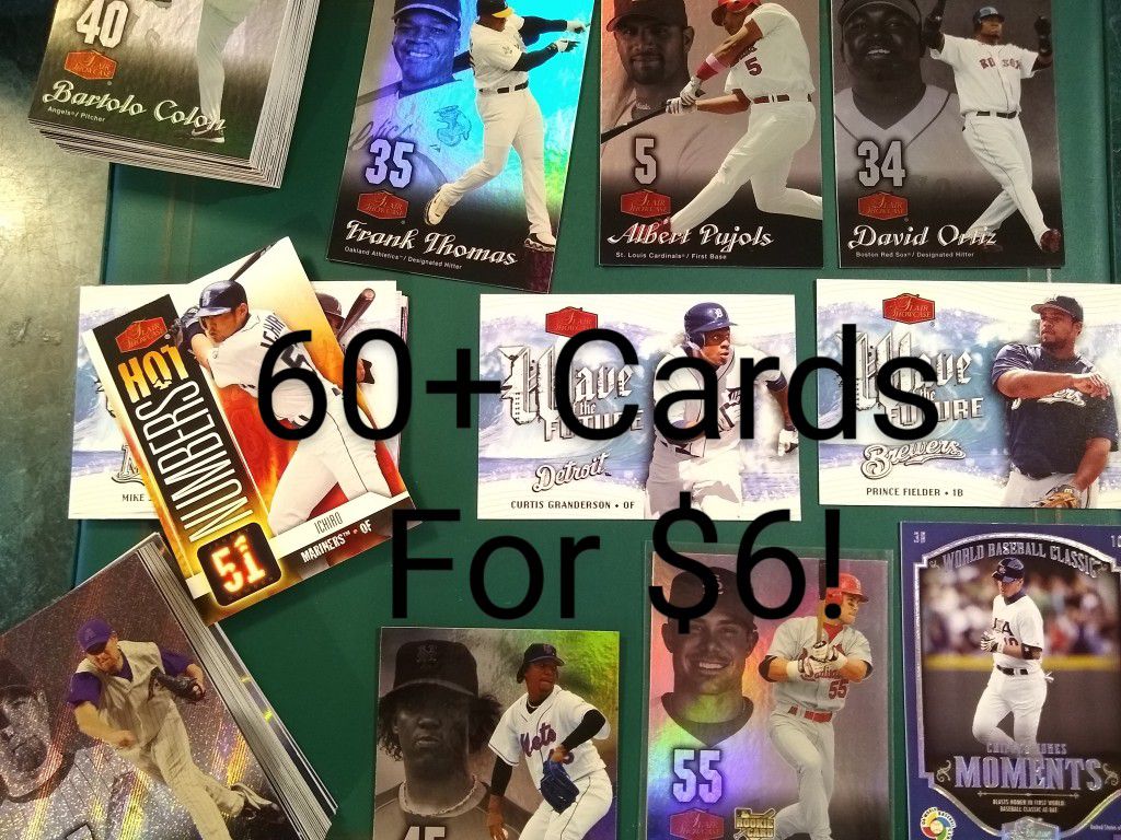 Baseball Cards 60+ Cards $6 total