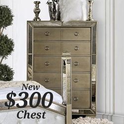 Glam 5 Drawer Chest || Rustic Gold Chest || Champagne Chest