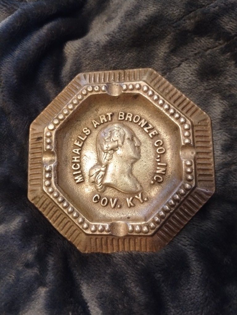 GEORGE WASHINGTON Antique Bronze Ashtray MICHAELS ART CO COVINGTON KENTUCKY