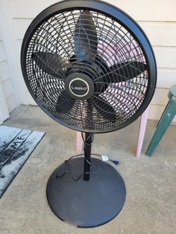 Large pedestal floor fan. Works great. Oscillation. Height Adjustable