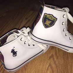Kids Polo by Ralph Lauren University Leather Hi Top Sneakers (Sz13)