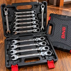 12-Piece Metric Flex-Head Ratcheting Wrench Set