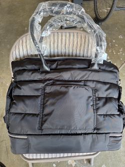 Black Quilted Puffer Tote Bag
