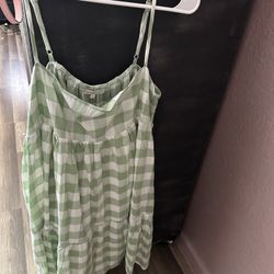 Green And White Gingham Dress New Wo Tags Size Large 