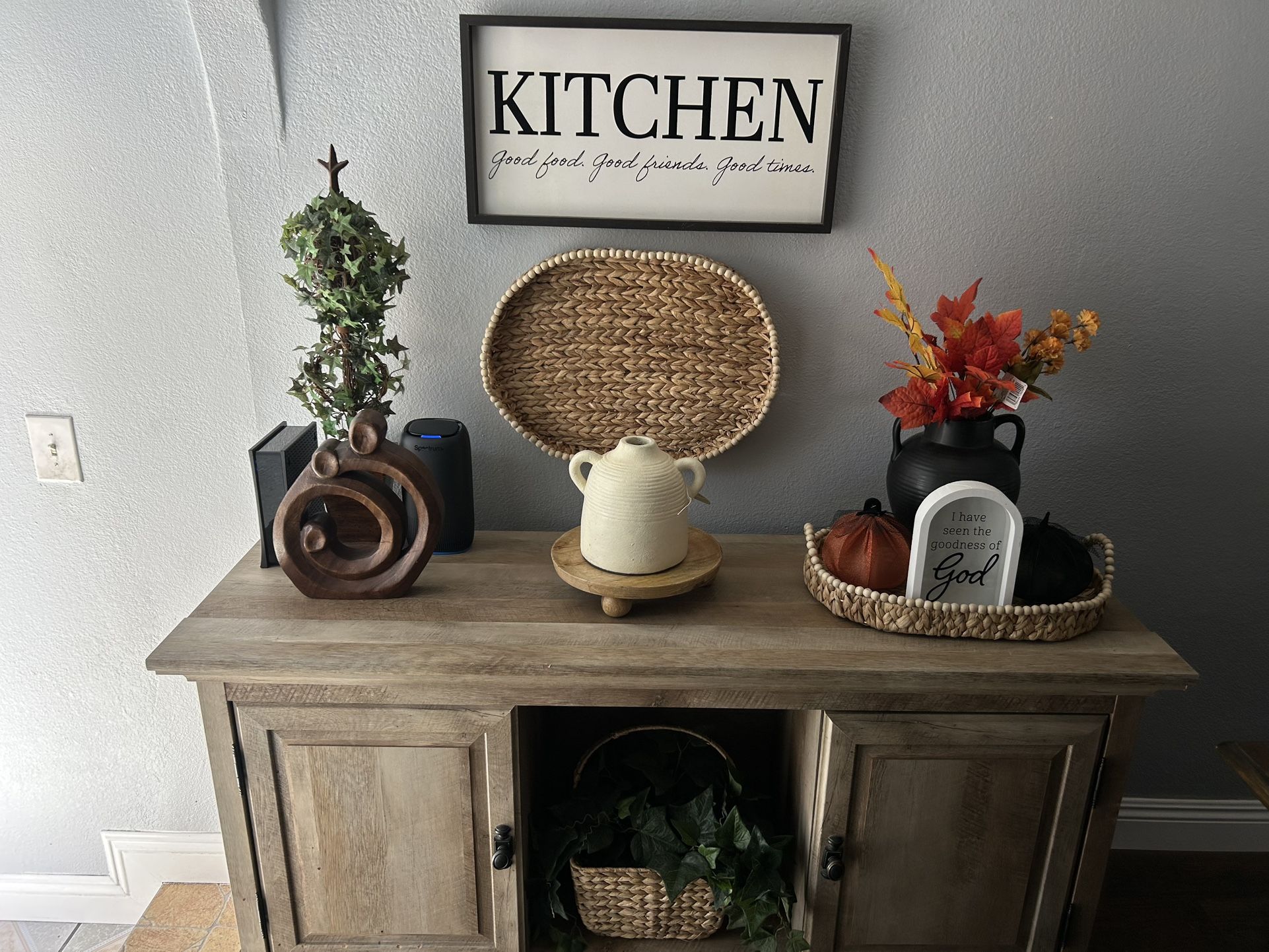 Rustic Better TV Stand, Weathered Oak Finish