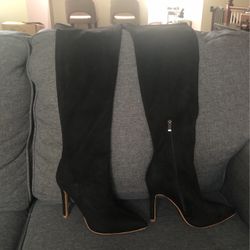 Black Velvet Thigh High Boots