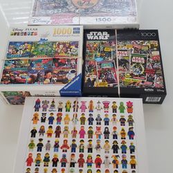 Lot Of 4 Disney, Starwars And Lego Jigsaw Puzzles