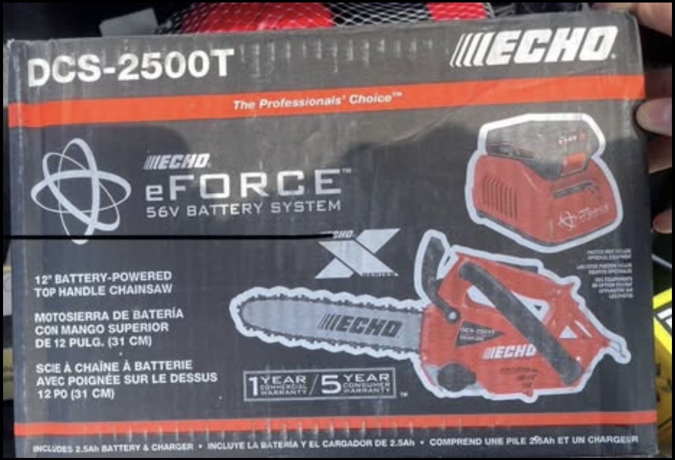 Echo eFORCE 12 in. 56V X Series Cordless Battery Top Handle Chainsaw with 2.5Ah Battery and Charger
