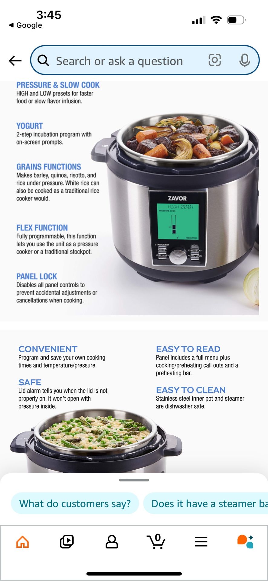 Stainless Steel Zavor Lux Lcd Multi Cooker Zavor LUX Edge