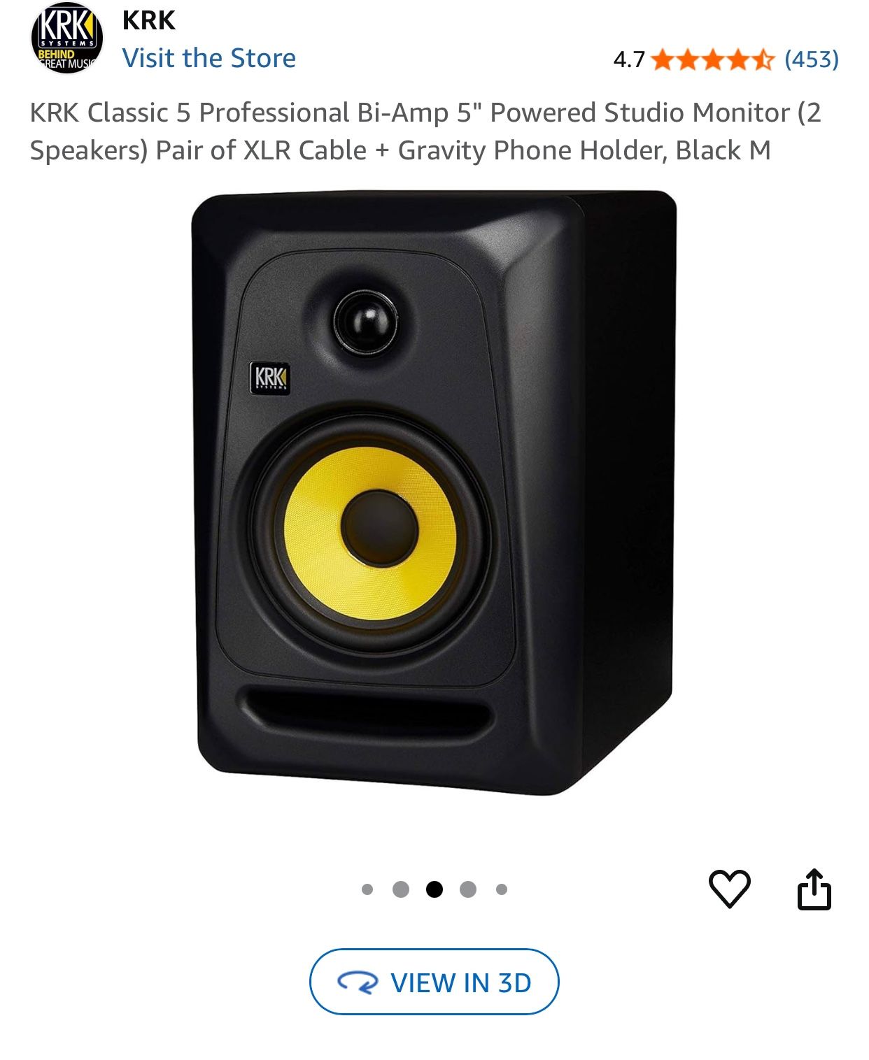 KRK Classic 5 Professional Bi-Amp 5" Powered Studio Monitor 