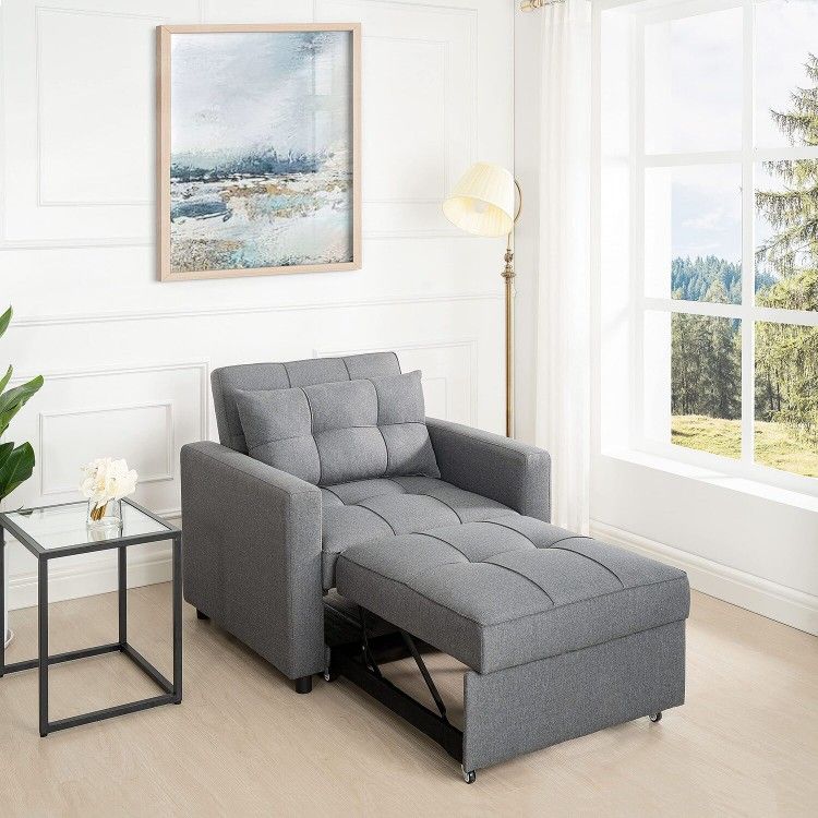 03207 Naomi Home Anna Foldable Sleeper Convertible Chair - Gray