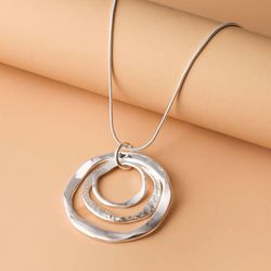 3 Layers Of Circles Necklace, Sterling Silver 