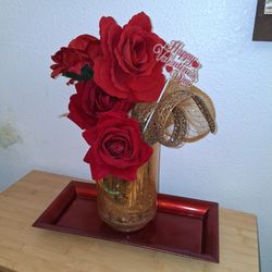 Festive Decor  (Greetings Option) Flowers Next To Real ( Plz C Description)