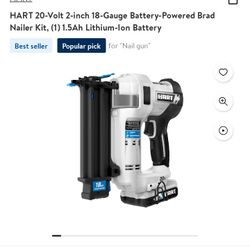 HART 20-VOLT 2-inch 18.-gauge Battery Powerd Nailer  Kit 