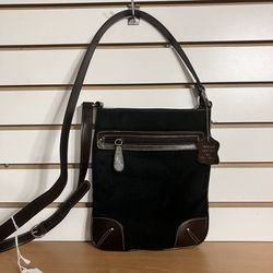 Black Suede And Leather Crossbody