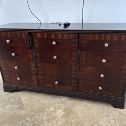 Vintage Solid Wood Dresser with Mirror + Matching Bed & Nightstands