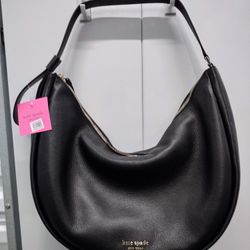 KATE SPADE BLACK PEBBLED LEATHER SHOULDER BAG 