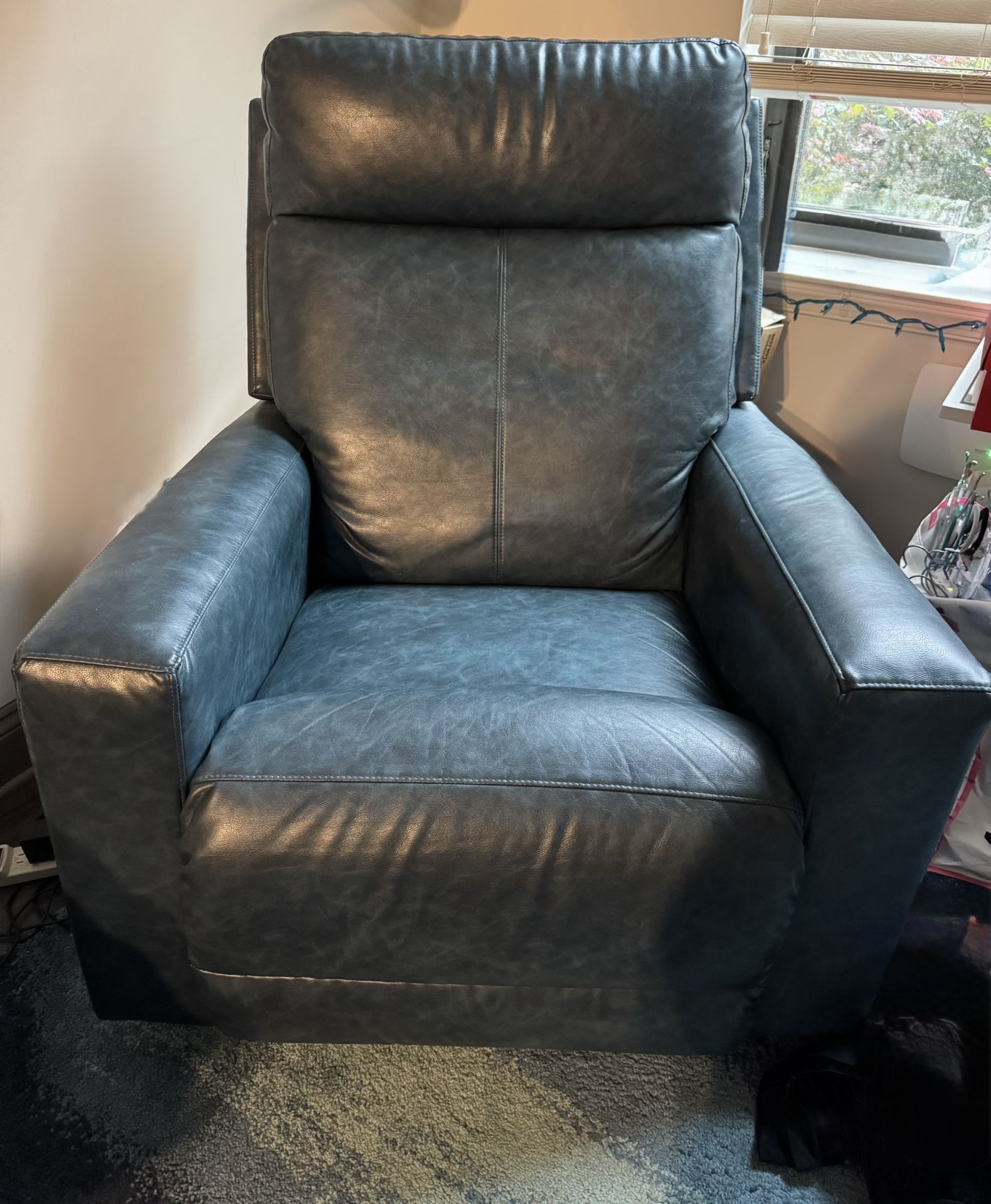 Blue Leather Recliner