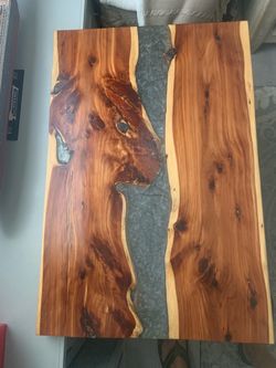 Live Edge Wood and Epoxy River Table