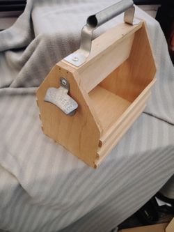 Wooden Beer Caddy with Bottle Opener