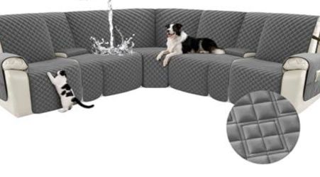 Gray Quilted Sectional Sofa Cover