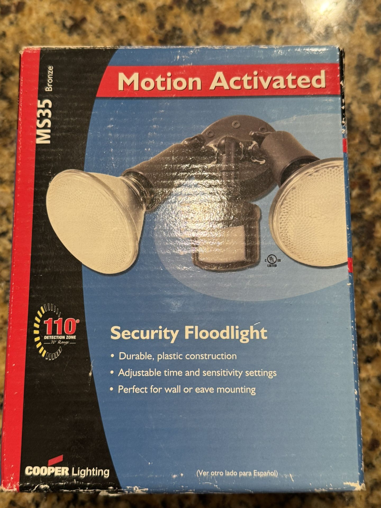 cooper lighting ms35 motion activated bronze security floodlight