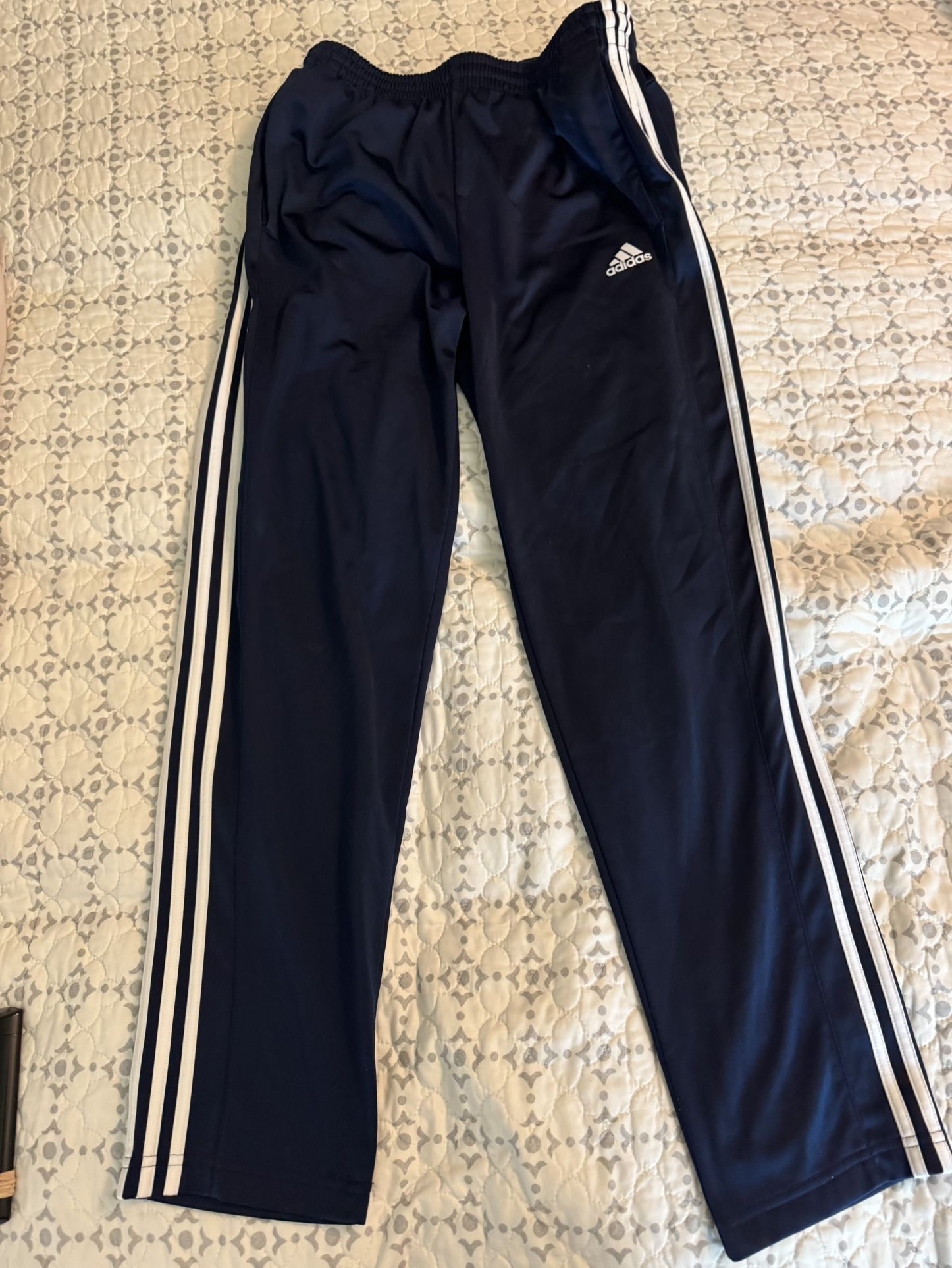 adidas Men's Essentials Warm-up 3-stripes Tracksuit Bottoms, Navy-white, Size Large