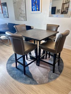 Solid Wood Counter Height Dining Set – Table + 4 Safavieh Chairs