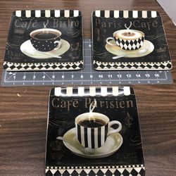 Cafe Parisienne square 3 plates 8x8 inches