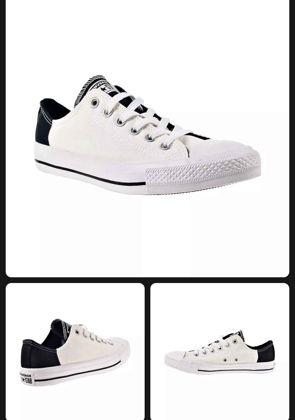 Converse Chuck Taylor All Star Ox Men's Shoes Egret-Black-White 163349F Lace-up vamp closure Lightly padded footbed; Cap toe Converse logo; Contrast c