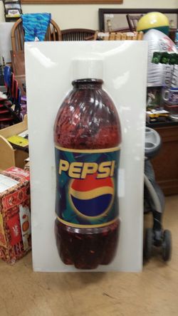 Very rare 2x4 plexiglass embossed raised Pepsi Bottle sign