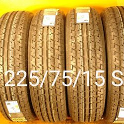 4 New Tires For Sale 225/75/15 ST Trailer We Service Motorcycle Tires