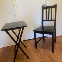 Tv Tray Table/black Chair Set