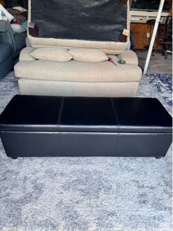 Rectangle Storage Ottoman Bench Black