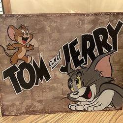 Tom and Jerry Vintage Look Classic Cartoon Metal Wall Sign Poster