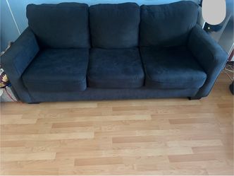 Dark Blue Fabric 3-Seat Sofa to Queen Bed Pull Out