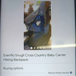 Evenflo Snugli Cross Country Baby Carrier Hiking Backpack 
