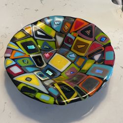 Handmade One Of A Kind Fussed Glass Dichroic Bowl