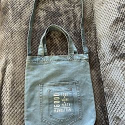 Good Food + Wine + Party Denim Tote Bag 