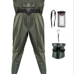 Feifullo chest waders with boots, Color Green waterproof Boots. Lightweight and Well-fitting - The waders are 40% lighter than trad Retails $129.99