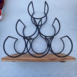 Wood And Metal Wine Rack
