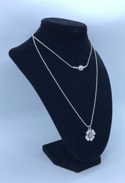 Genuine Pandora Bead Chain with Pandora Flower Pendant Estate Jewelry