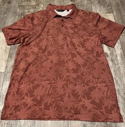 Travis Mathew Featherweight Ticket Polo Maple Colorway Tropical Leaf Print. XL