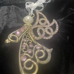 Metal Angel Ornament With Faux Pearl And Rhinestones Ornament