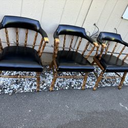 $120- 3 nice very very sturdy wood chairs. Not wobbly. Pretty comfortable to sit in. A bit dusty from being in storage . Pick up is in Yakima near Fre