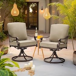 MELLCOM Outdoor Swivel Rocker Patio- Beige