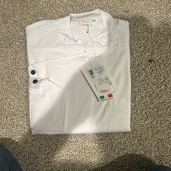 New White Chef Jacket – Professional Kitchen Uniform  L Size