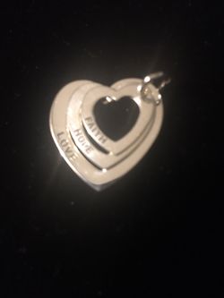 Sterling Silver Faith-Hope-Love Heart Pendant