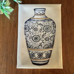 💙 Blue & White Vase Canvas Wall Art (9”)
